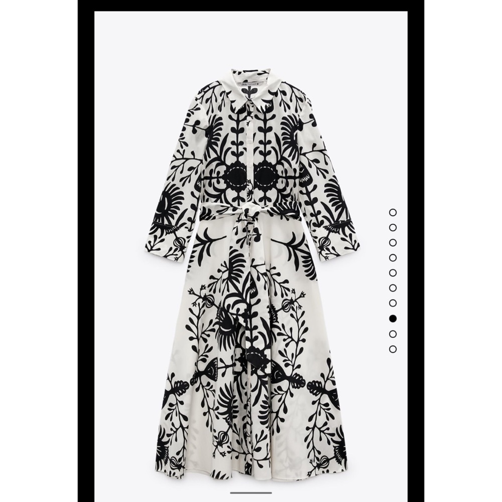 ZARA Floral Print Midi Button front Dress size XS NWT